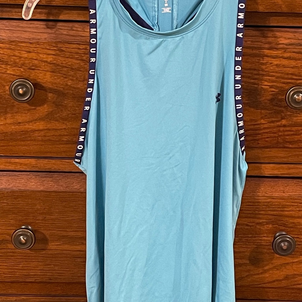 Under Armour Women's Aqua Blue Athletic Tank with Logo Trim